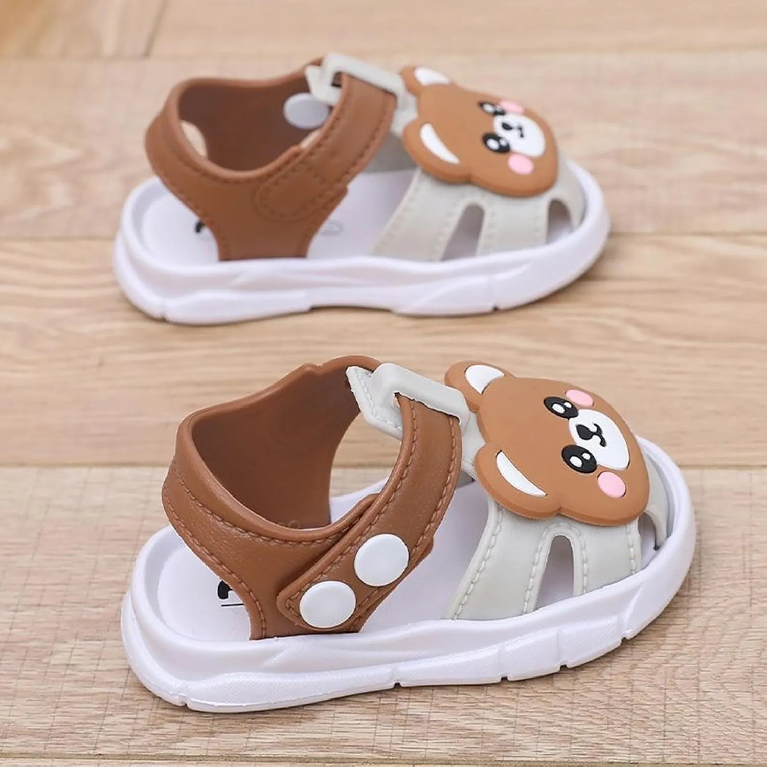 Leather Shoes Sandals for Girls Children's Casual Sandals For Infants And Young Children Closed Toe Toddler Shoes Soft Bottom Non Slip Girls Baby Cartoon Bear