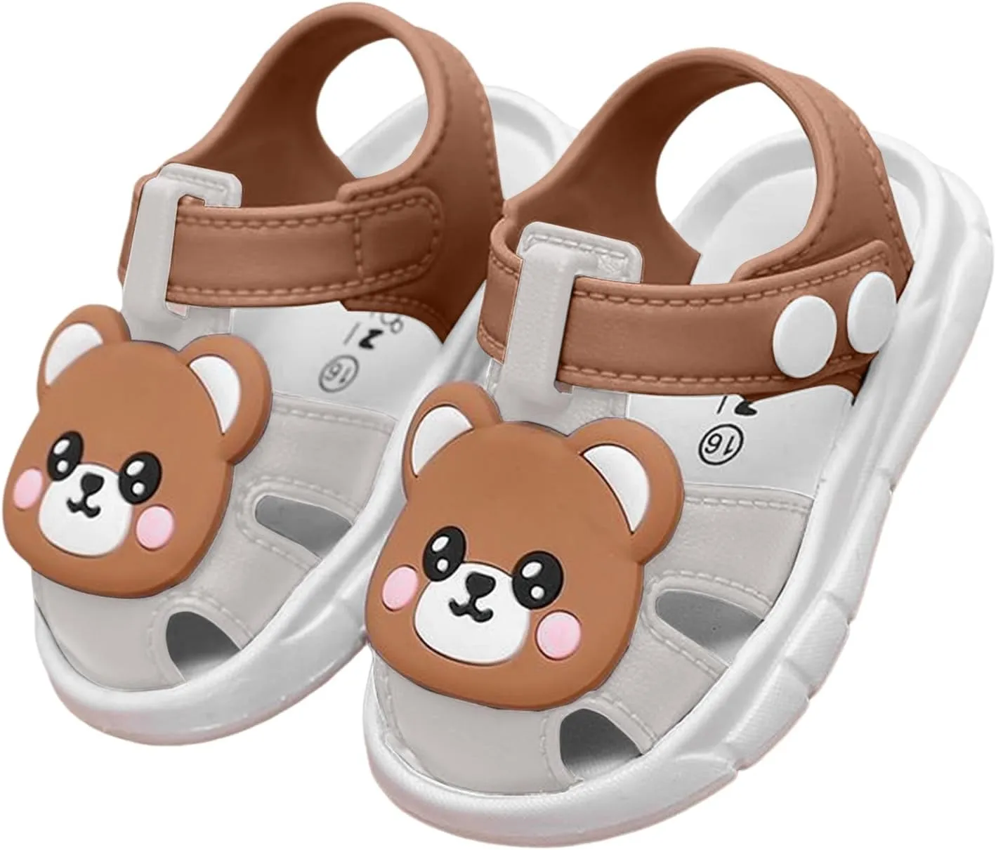 Leather Shoes Sandals for Girls Children's Casual Sandals For Infants And Young Children Closed Toe Toddler Shoes Soft Bottom Non Slip Girls Baby Cartoon Bear