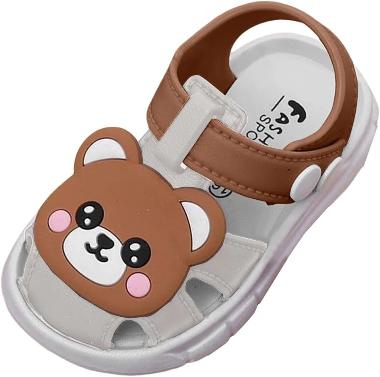 Leather Shoes Sandals for Girls Children's Casual Sandals For Infants And Young Children Closed Toe Toddler Shoes Soft Bottom Non Slip Girls Baby Cartoon Bear
