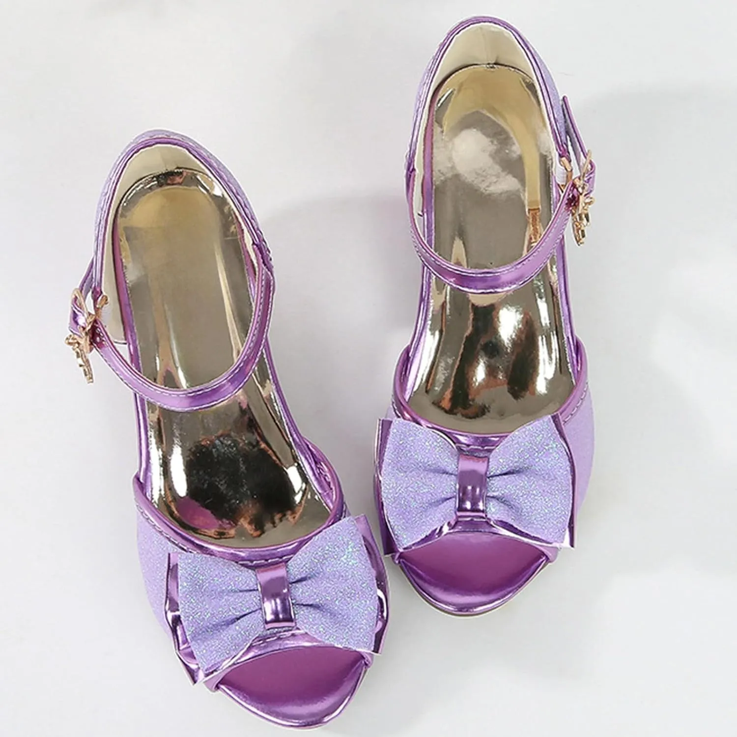 Leather Shoes Sandals for Girls Fish Mouth Glitter Sequins Girls High Heel Sandals Fashion Shoes Children's Single