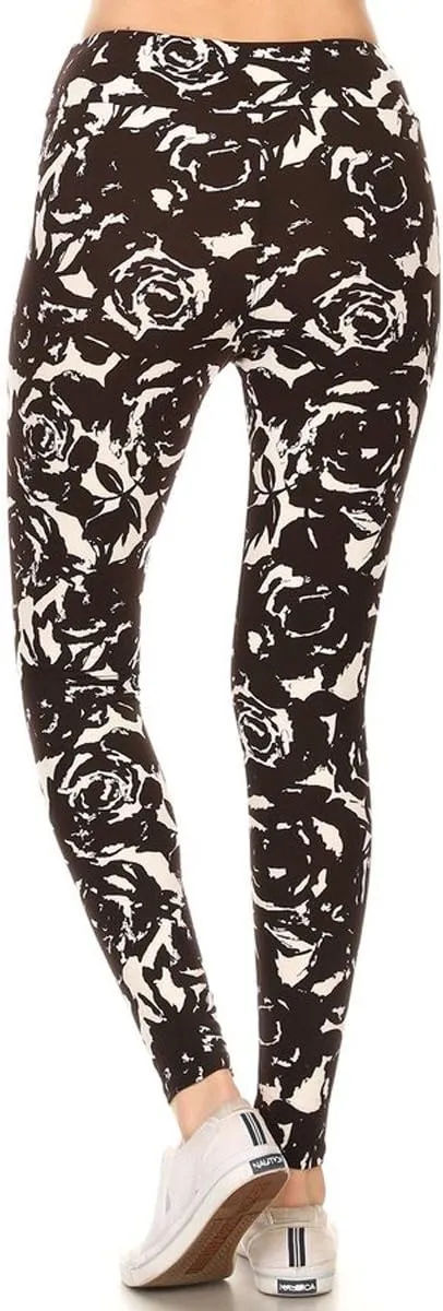 Leggings Depot High Waisted Floral & Space Print Leggings for Women - Regular, Plus, 1X3X, 3X5X