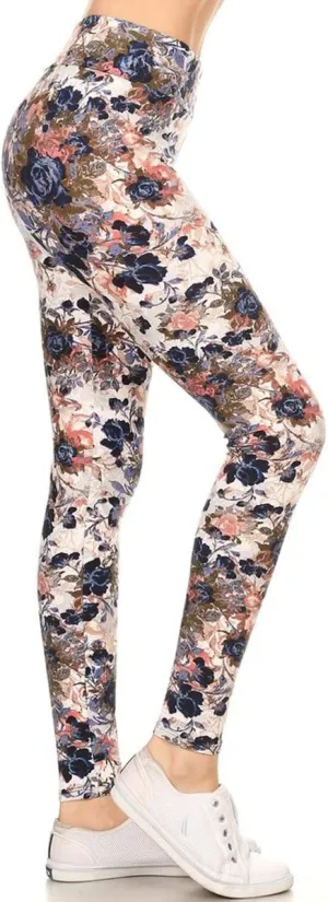 Leggings Depot High Waisted Floral & Space Print Leggings for Women - Regular, Plus, 1X3X, 3X5X