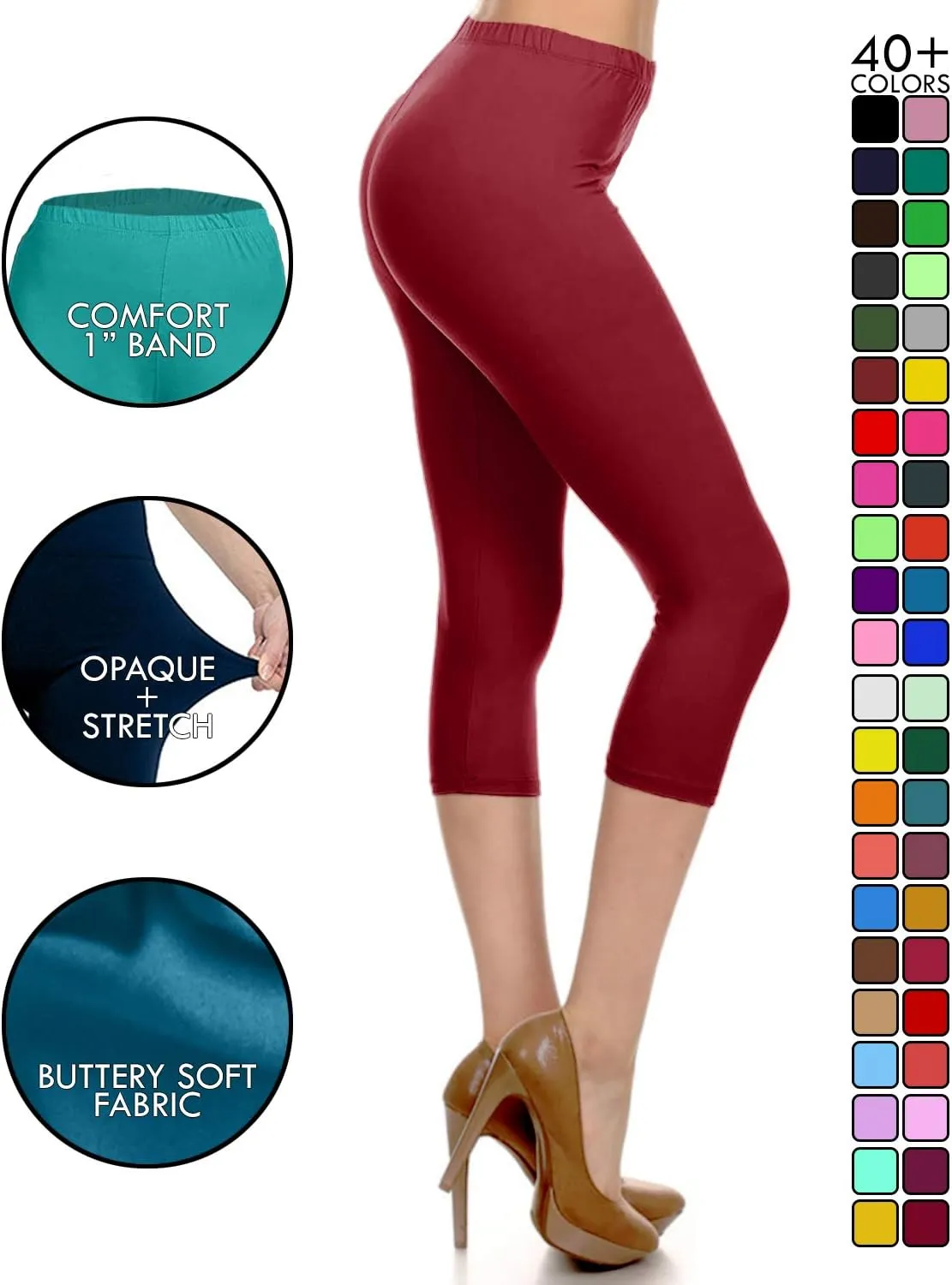 Leggings Depot Women's High Waist Leggings Soft 1 Waistband Solid Pants - Regular, Plus, 1X3X, 3X5X