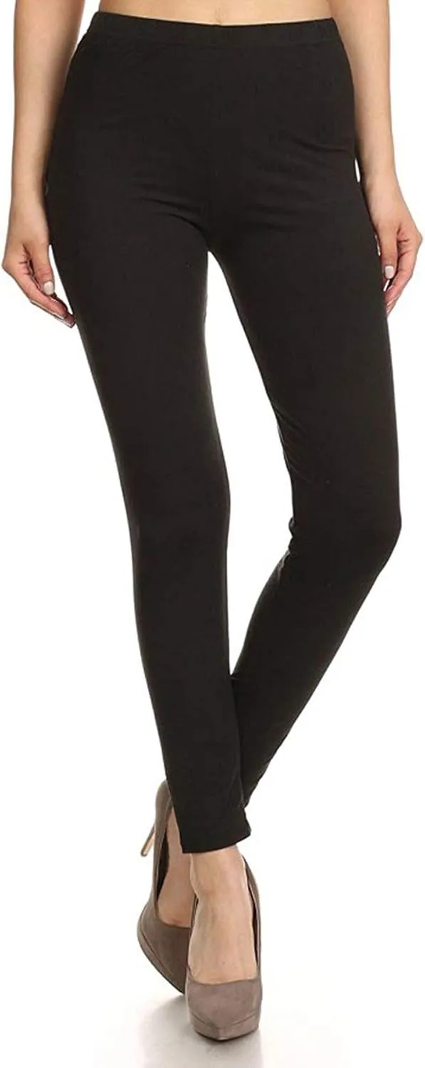 Leggings Depot Women's High Waist Leggings Soft 1 Waistband Solid Pants - Regular, Plus, 1X3X, 3X5X