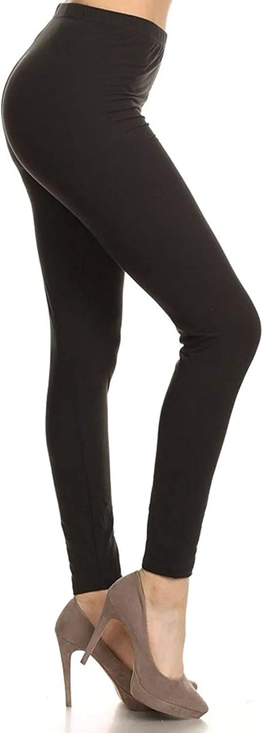 Leggings Depot Women's High Waist Leggings Soft 1 Waistband Solid Pants - Regular, Plus, 1X3X, 3X5X