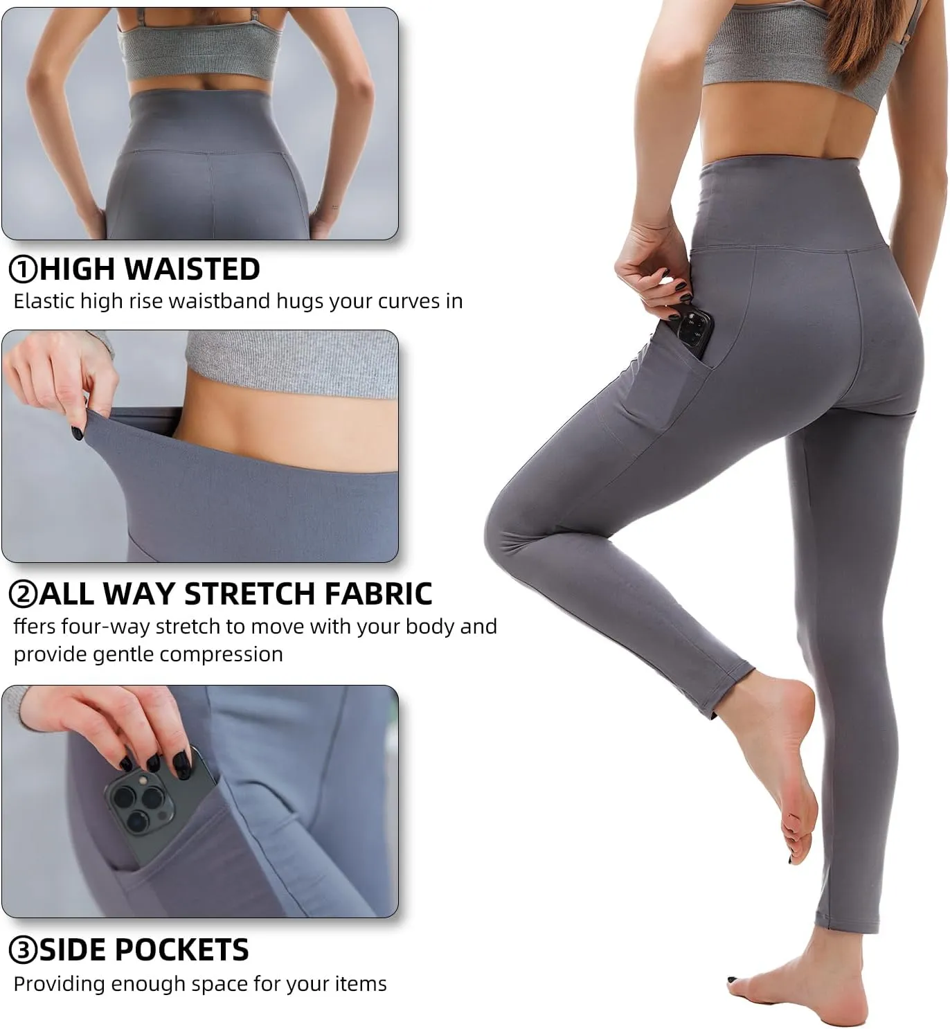 Leggings for Women with Pockets - High Waisted Workout Leggings for Women Running Exercise