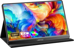 Lepow Portable Monitor, 15.6 Inch Full HD 1080P USB Type-C Computer Display IPS Eye Care Screen with Speakers for Laptop PC PS4 Xbox Phone Included Smart Cover & Screen Protector (Black)