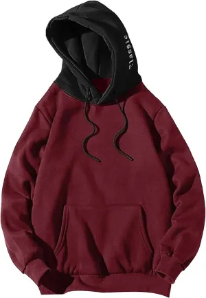 Lightweight Hoodies For Men Patchwork Hooded Top Blouse Sweatshirt With Pockets Coat Mens Trendy Hoodie