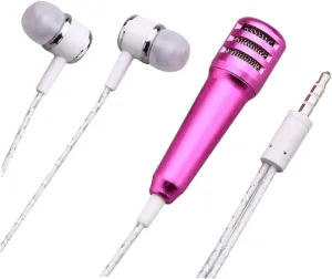 Lightweight Mini Microphone 6cm Portable Vocal Instrument Microphone Headset Ideal for Recording Ktv Home Laptop Smartphone (Rosy)