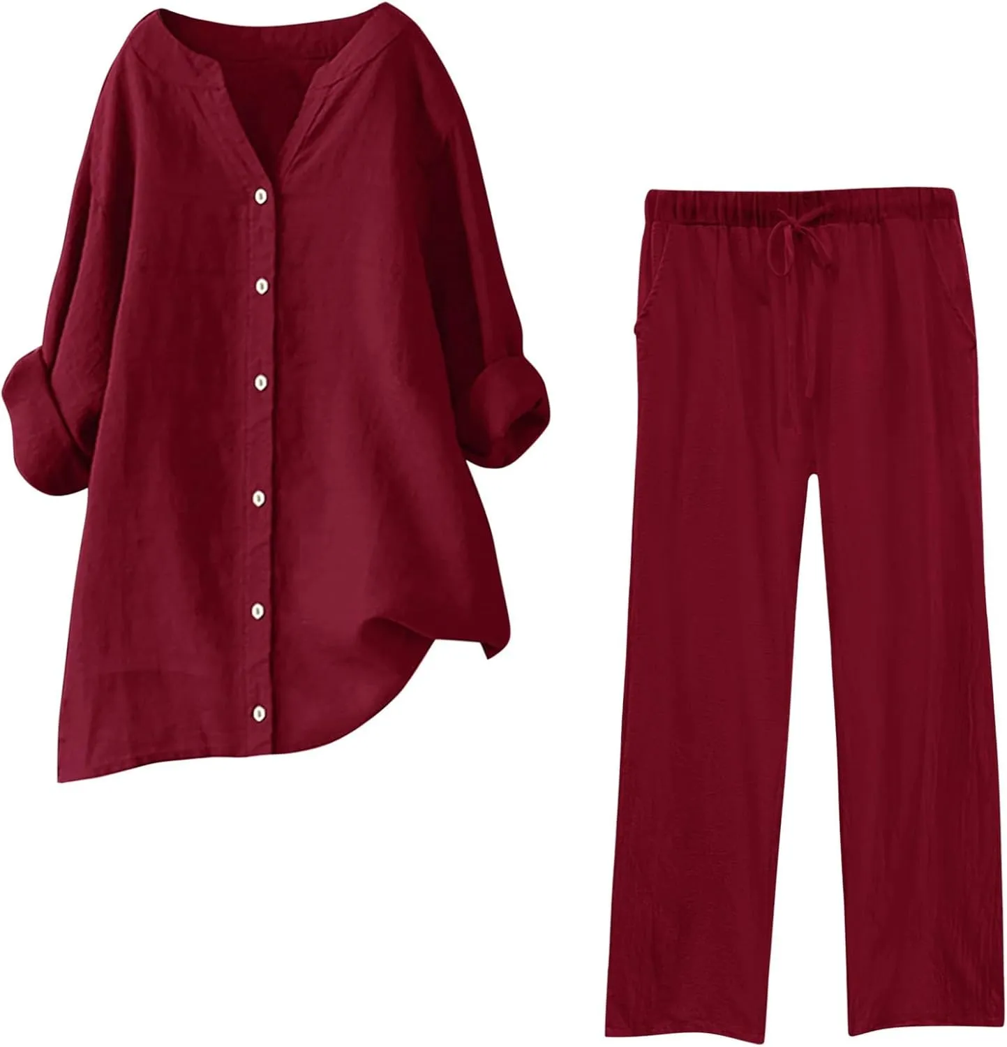 Linen Set For Women 2 Piece Summer Outfits Plus Size Short Sleeve Graphic Tees Capri Pants Lounge Matching Sets