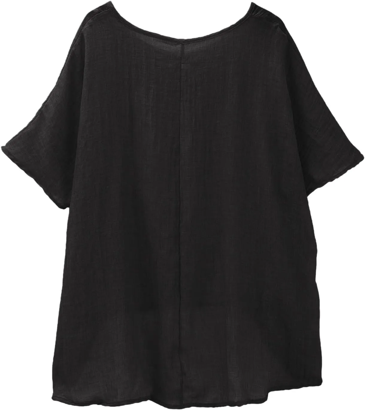 Linen Shirts for Women Summer Casual Trendy Boho Plus Size Shirts Crewneck Short Sleeve Cute Tops Loose Fit Blouses