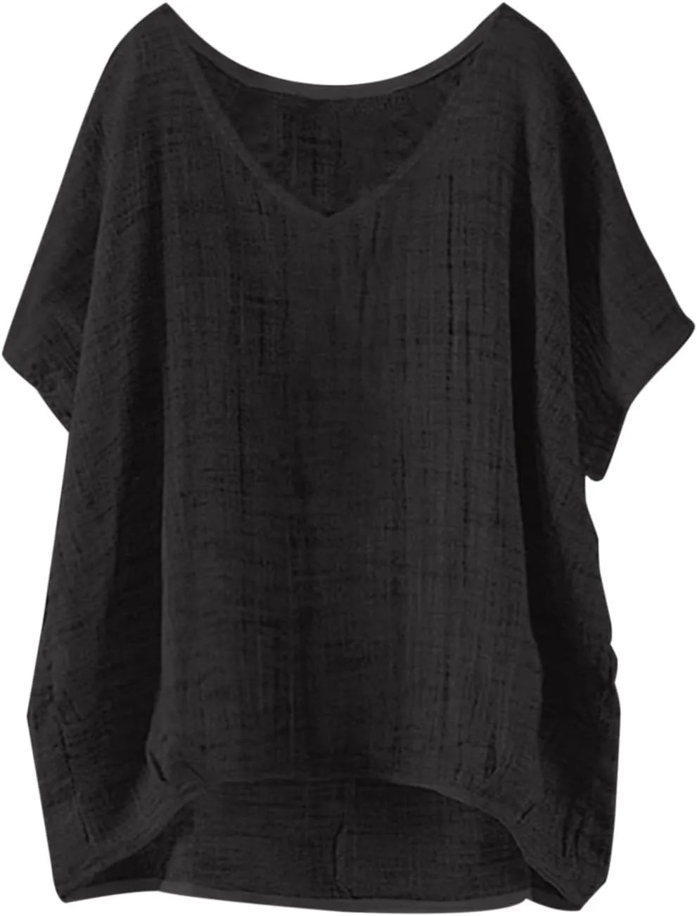 Linen Shirts for Women Summer Casual Trendy Boho Plus Size Shirts Crewneck Short Sleeve Cute Tops Loose Fit Blouses