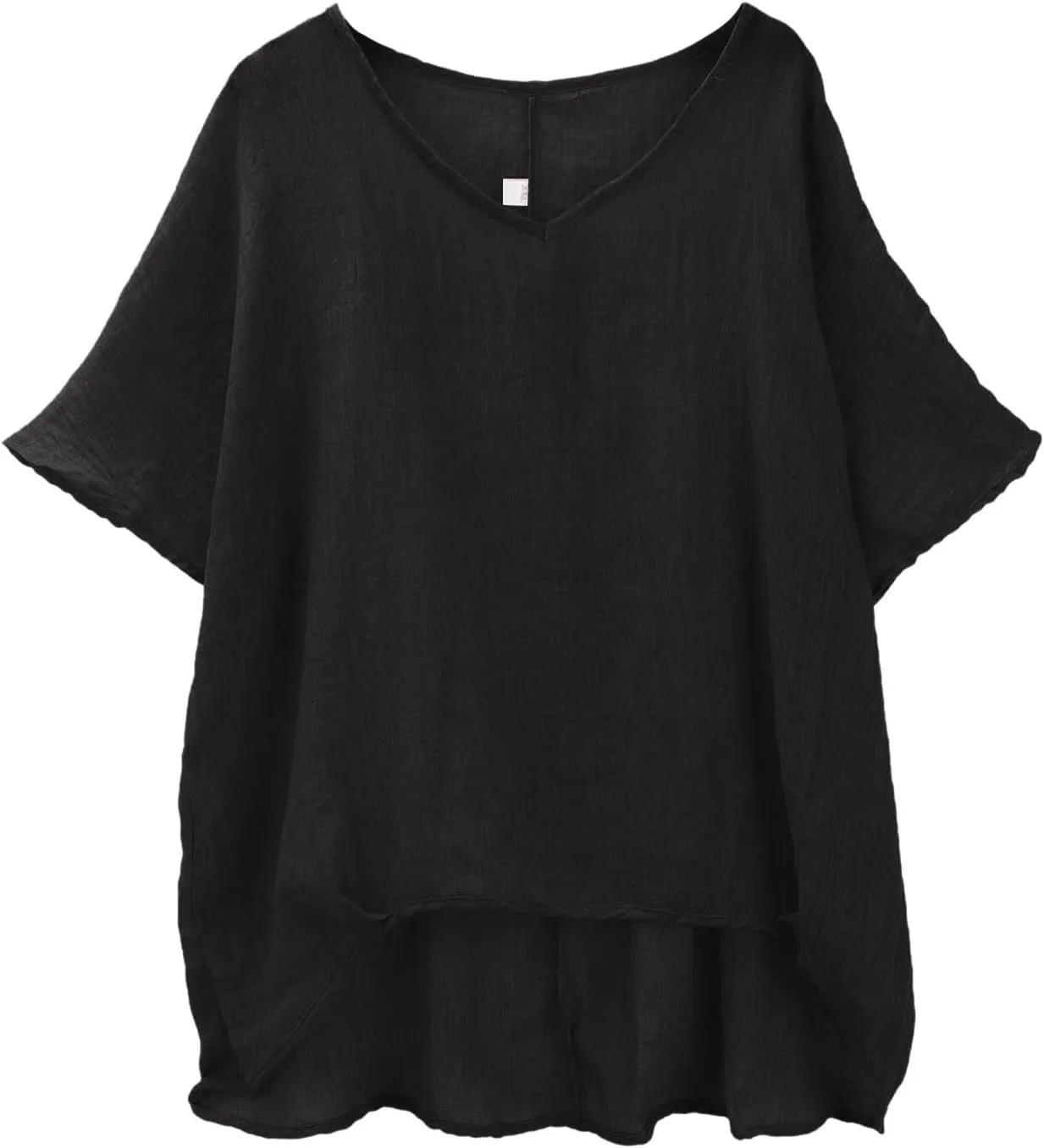Linen Shirts for Women Summer Casual Trendy Boho Plus Size Shirts Crewneck Short Sleeve Cute Tops Loose Fit Blouses