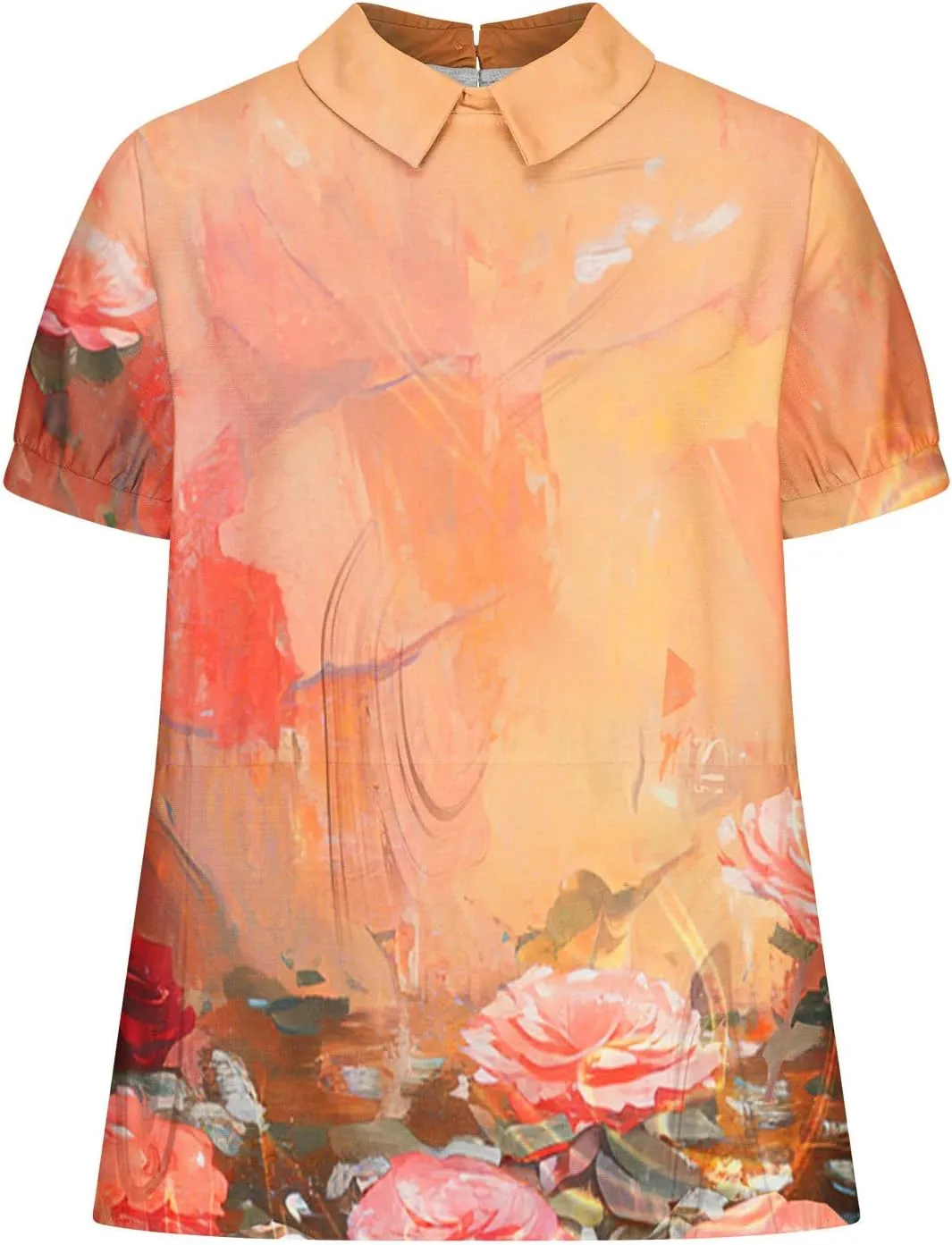Linen Shirts for Women Summer Lightweight Short Sleeve Tunic Tshirts Cute Collared Tops Business Work Casual Blouses