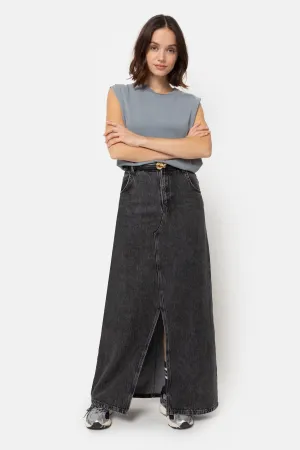 Lolita Long Denim Skirt | Dark Grey