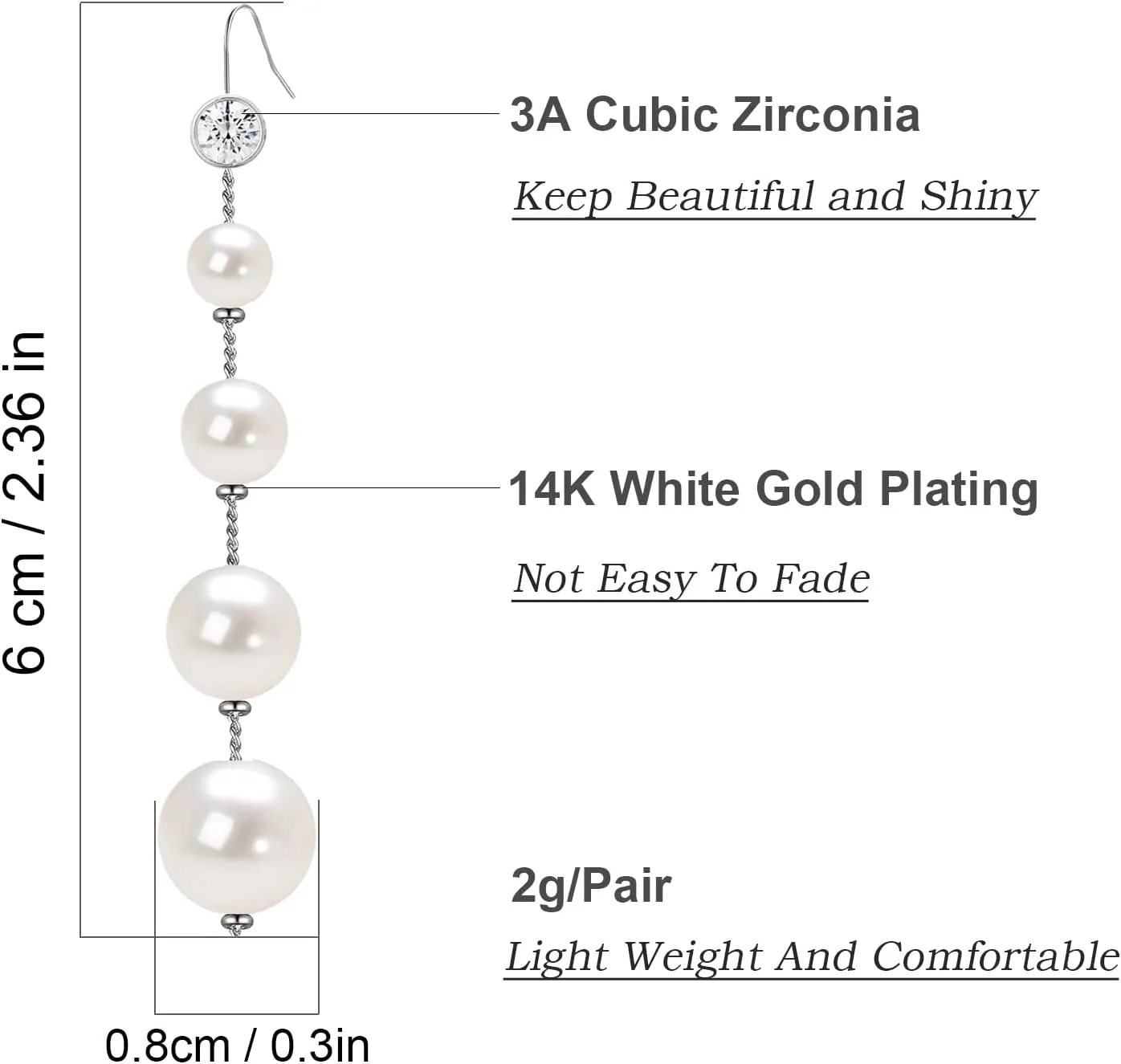 Long Pearl Earrings for Women 14K Gold Plated Pearl Dangle Earrings Hypoallergenic Elegant Gold Pearl Tassel Earring