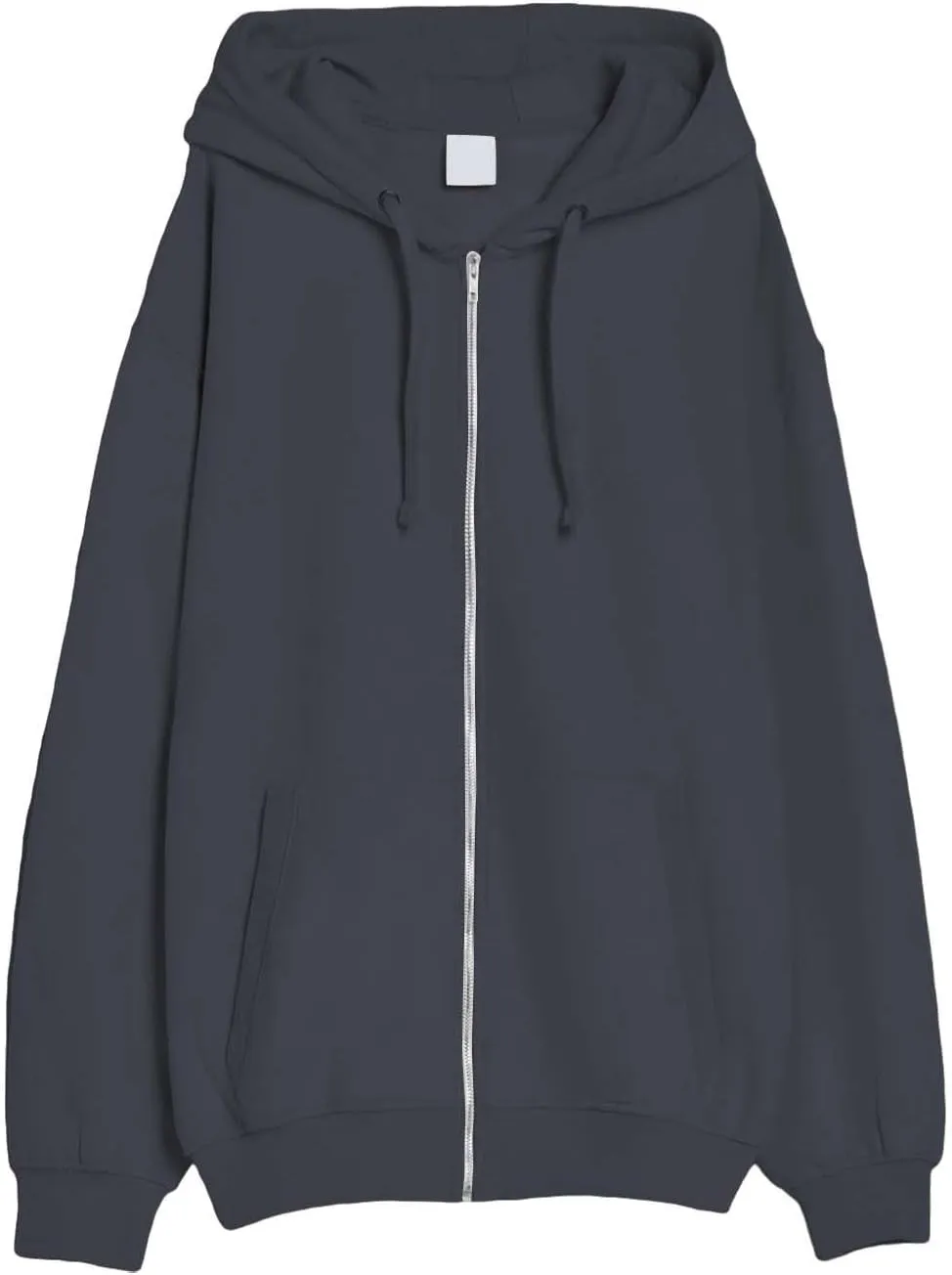 Long Sleeve Hooded Sweatshirt Pockets Mens Simple Casual Loose Hoodless Oversize Zipper Solid Stand Collar Hoodless