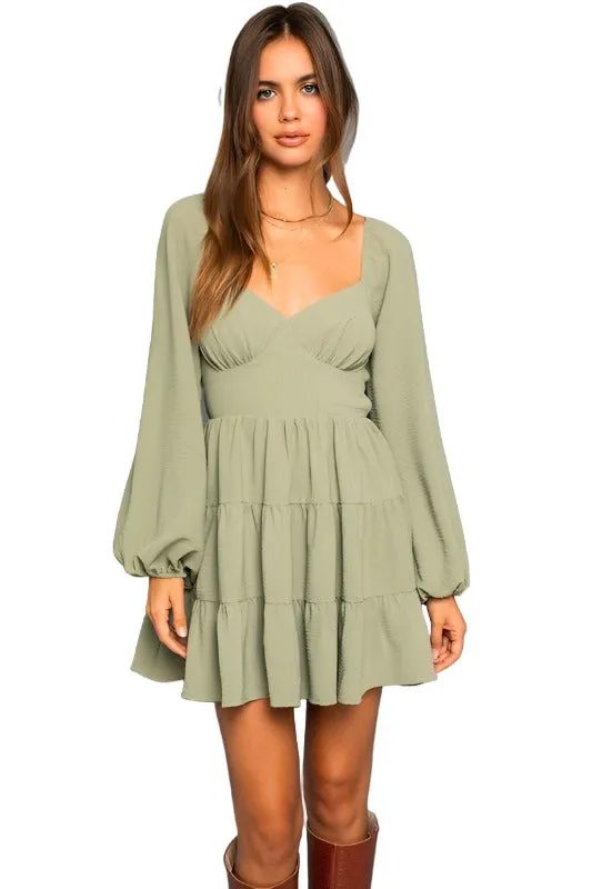 Long Sleeve Open Back Dress