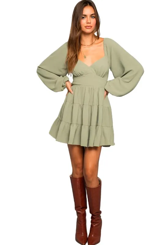 Long Sleeve Open Back Dress
