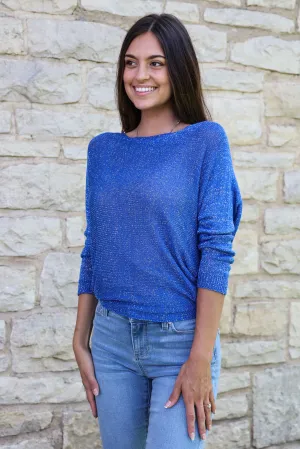 Look Mode Royal Blue Shimmer Sweater