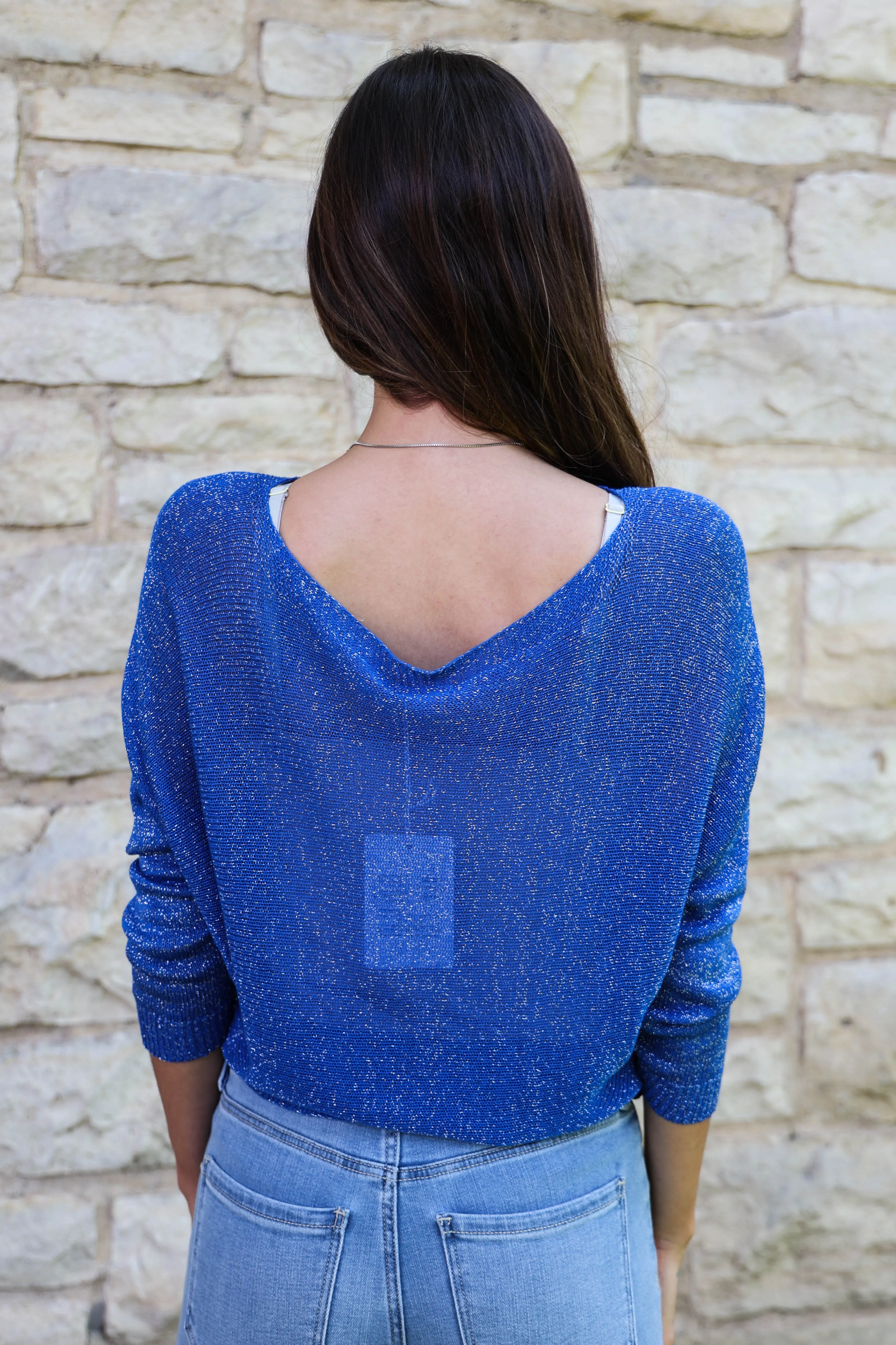 Look Mode Royal Blue Shimmer Sweater