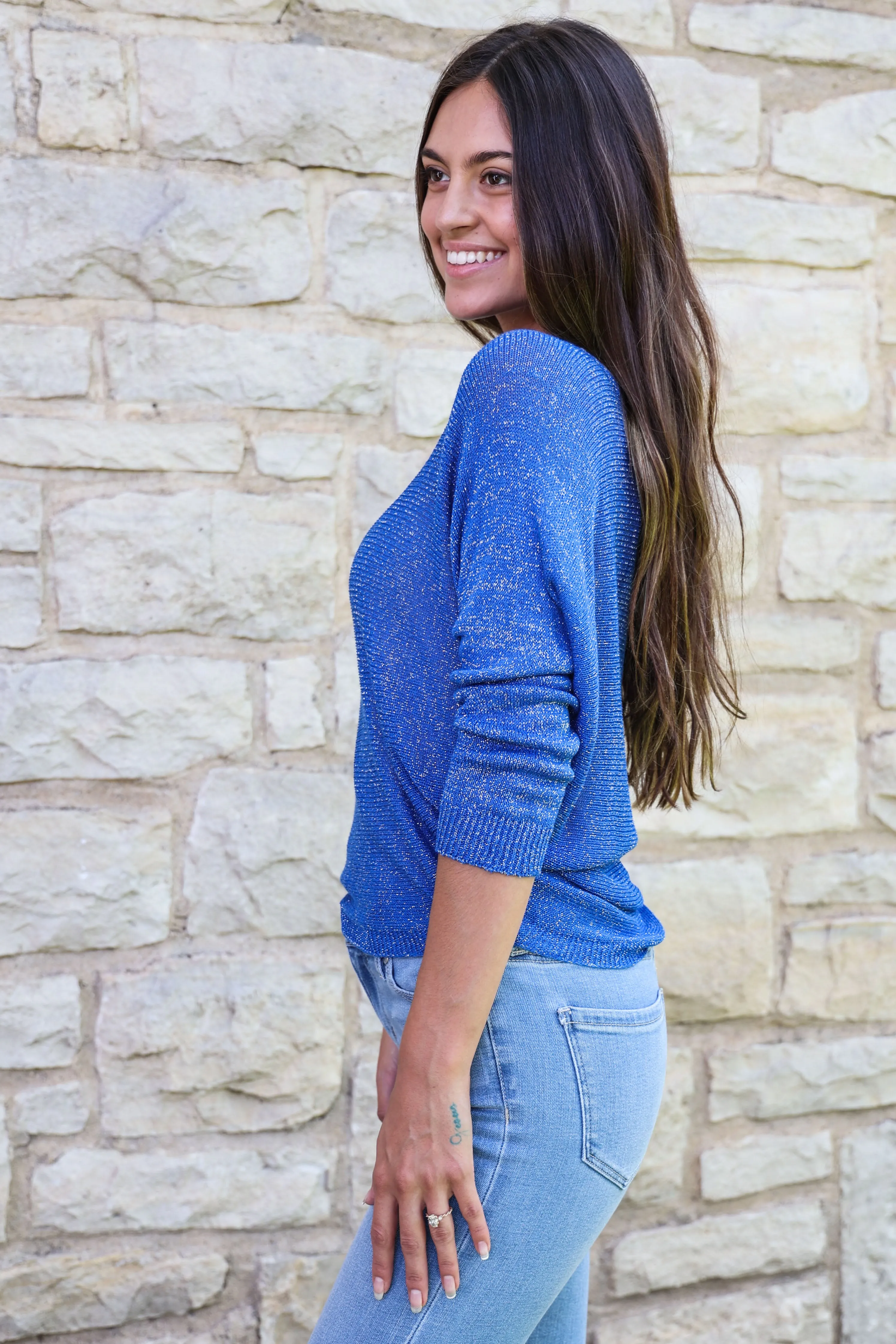 Look Mode Royal Blue Shimmer Sweater