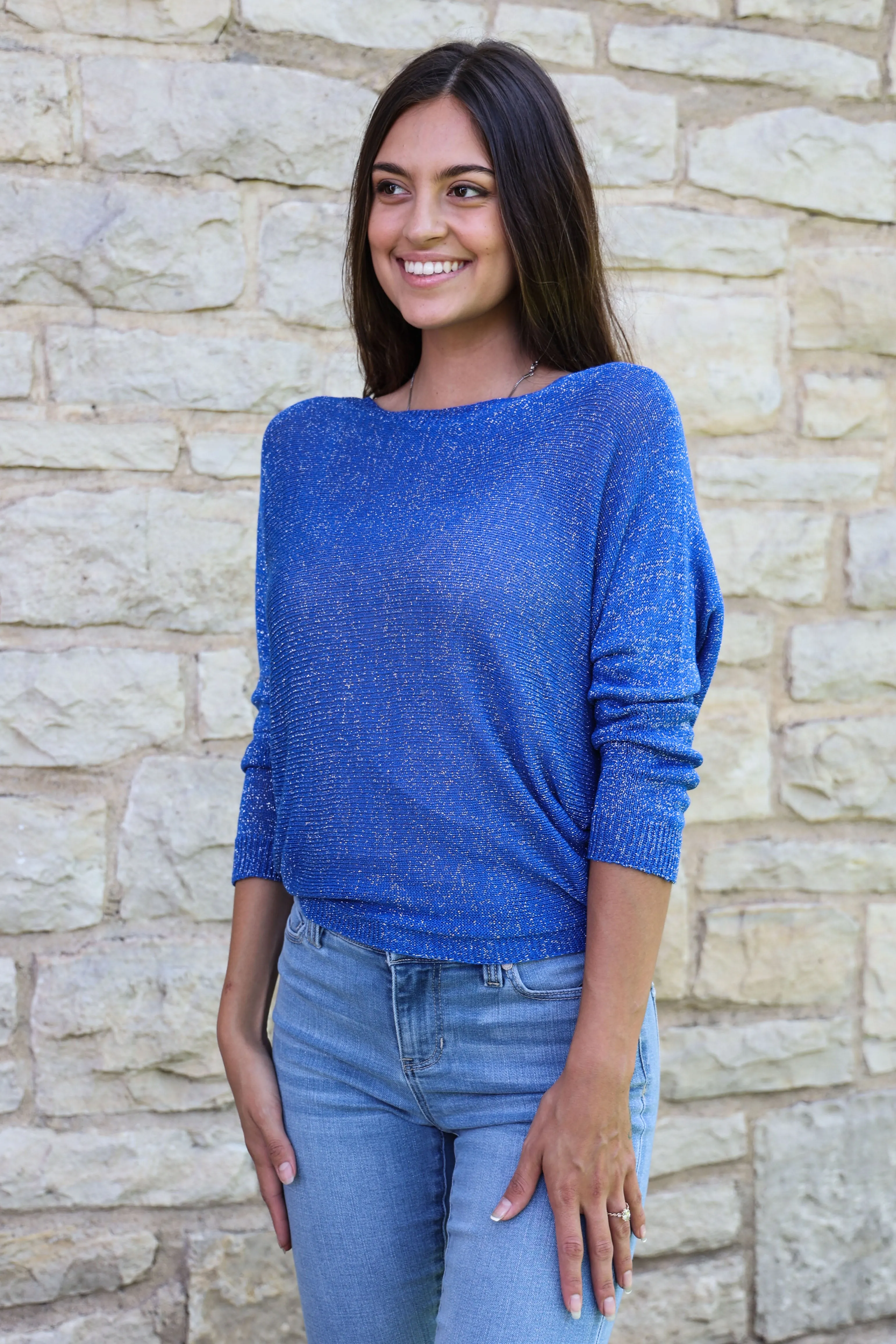 Look Mode Royal Blue Shimmer Sweater