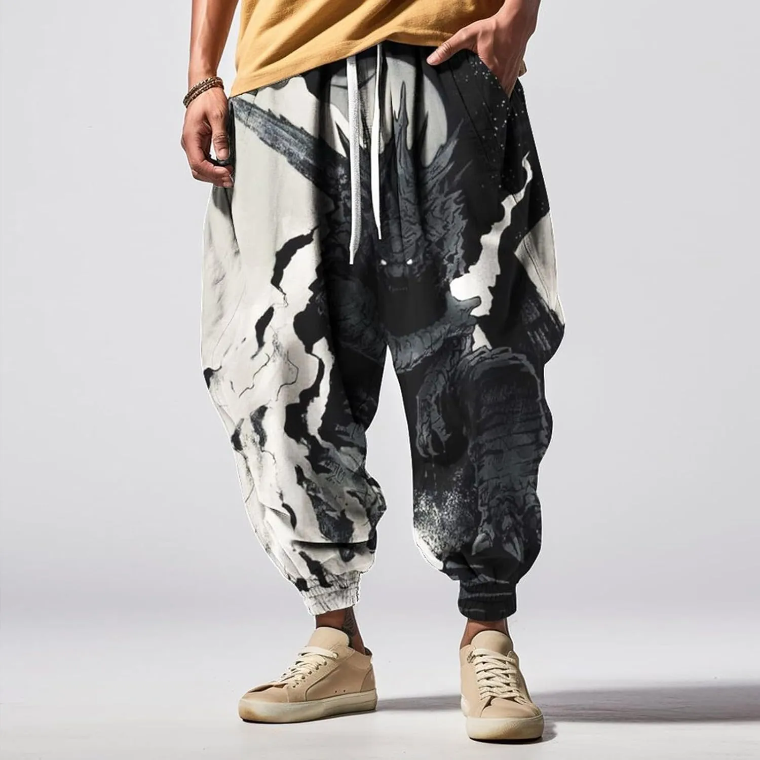 Loose Drop Crotch Trousers Street Feel Casual Sweatpants Mens Lightweight Sweatpants Parachute Pants Yoga Pants for