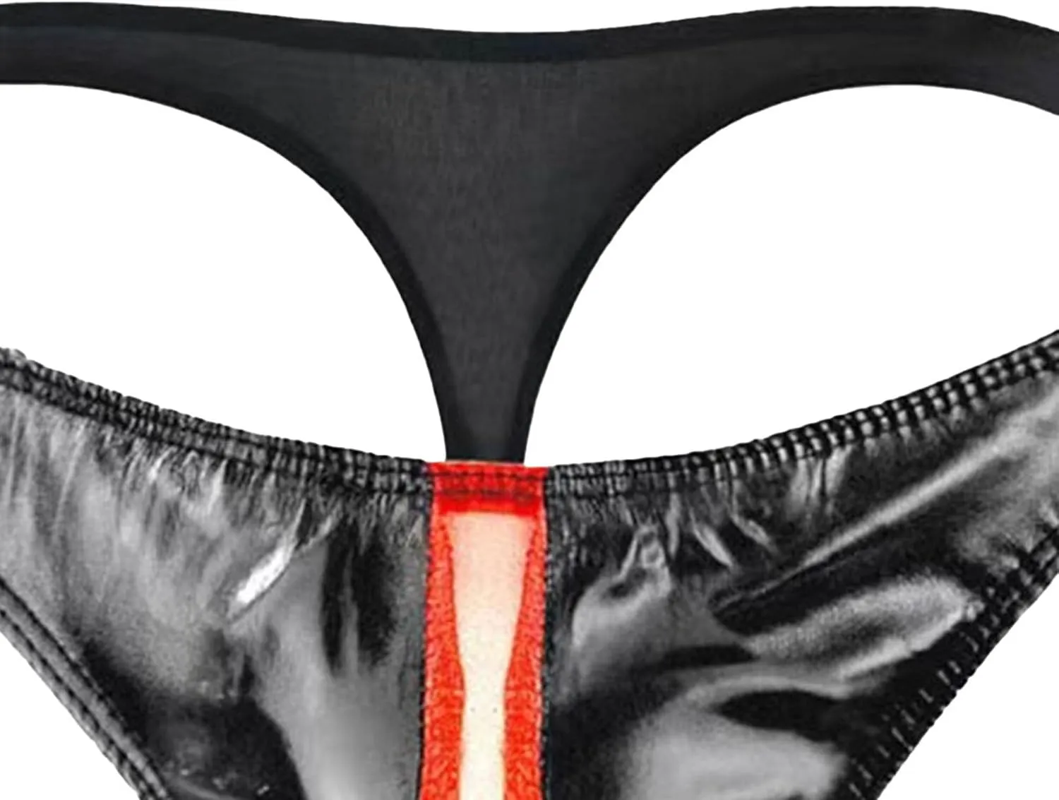 Maiyifu-GJ Men's Sexy Briefs Faux Leather Jockstrap Thong See Through Bulge Pouch Sexy Underwear Bikini Panties Underpants