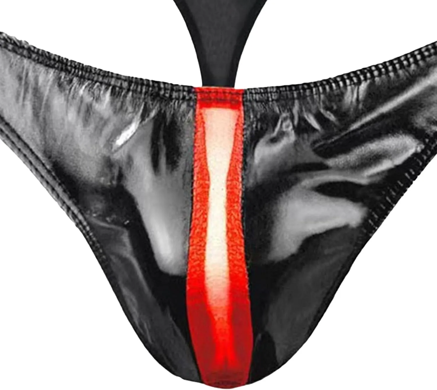 Maiyifu-GJ Men's Sexy Briefs Faux Leather Jockstrap Thong See Through Bulge Pouch Sexy Underwear Bikini Panties Underpants