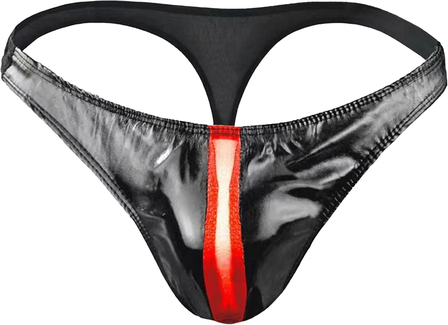 Maiyifu-GJ Men's Sexy Briefs Faux Leather Jockstrap Thong See Through Bulge Pouch Sexy Underwear Bikini Panties Underpants