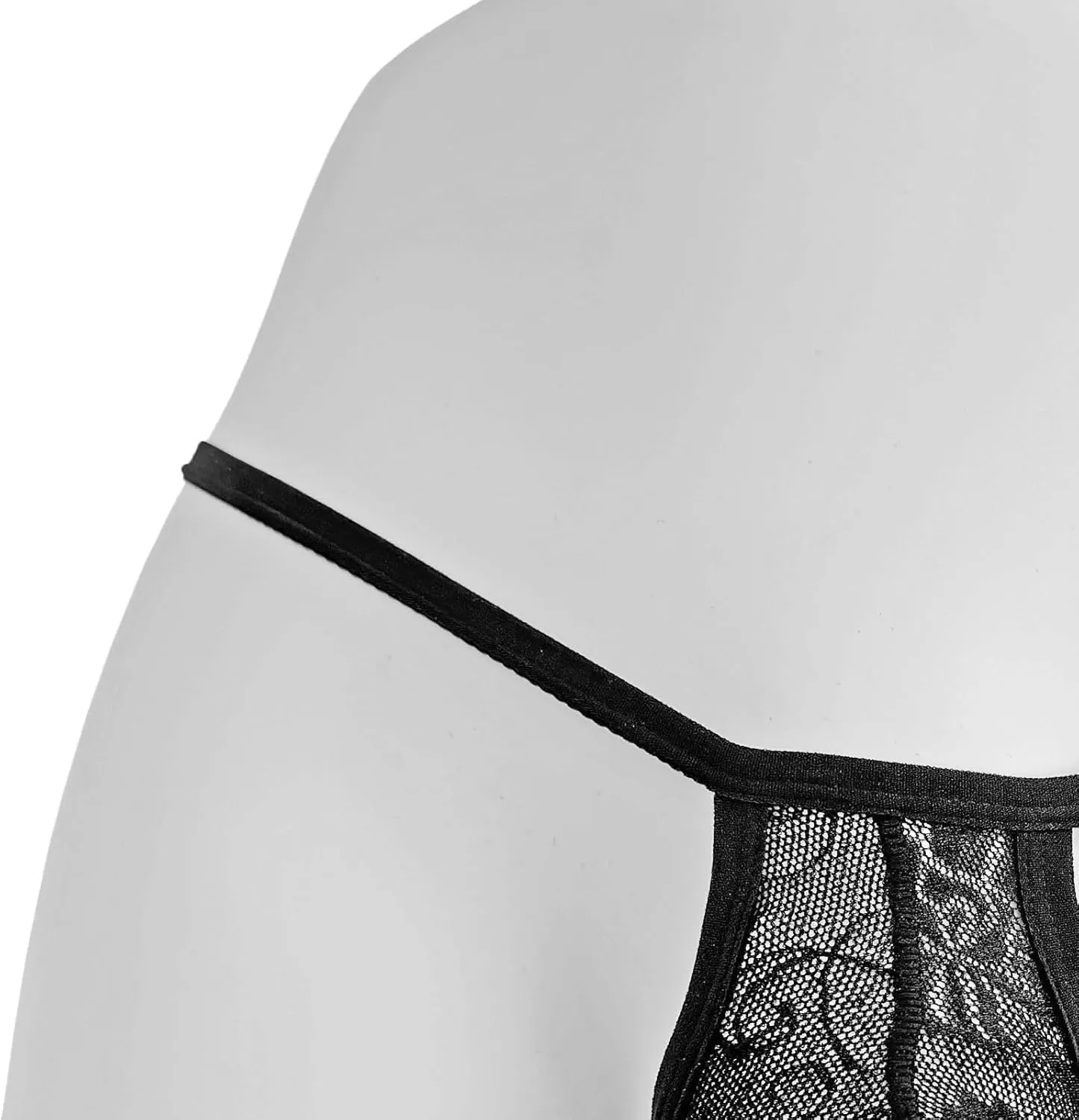 Men Lace Thong Underwear Funny Gay Bulge Pouch Briefs Jockstraps Erotic G Strings Low Waist Hole in Front Nightwear