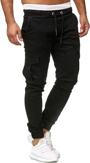 Men's Athletic Running Sweatpants Mens Pocket Trousers Beam Drawstring Men's Pants Men's Athletic Running Sweatpants