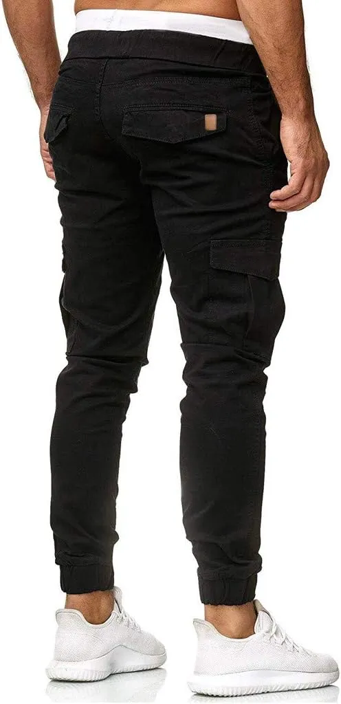 Men's Athletic Running Sweatpants Mens Pocket Trousers Beam Drawstring Men's Pants Men's Athletic Running Sweatpants