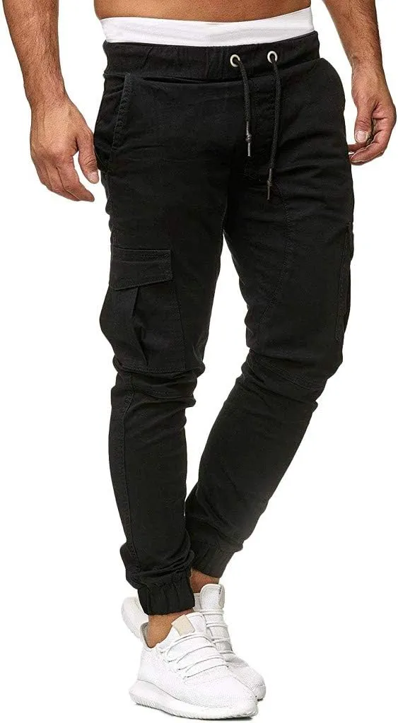 Men's Athletic Running Sweatpants Mens Pocket Trousers Beam Drawstring Men's Pants Men's Athletic Running Sweatpants