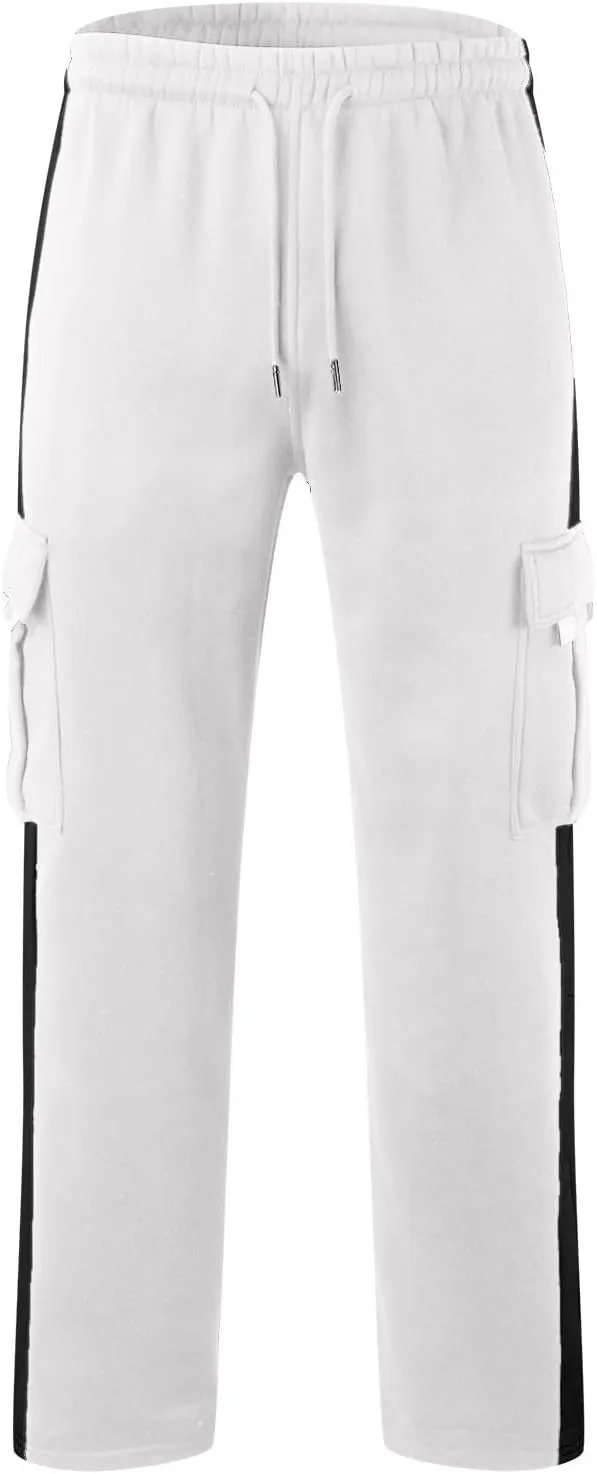 Mens Cargo Sweatpants Casual Fleece Joggers Elastic Waist Drawstring Pants Stretch with Pocket Sweatpants Baggy 2024