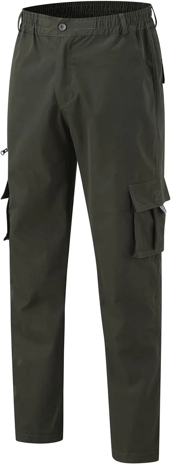 Men's Cargo Sweatpants Waist Outdoor Pants Men's Heavyweight Fleece Cargo Sweatpants Elastic Waist Drawstring Athletic