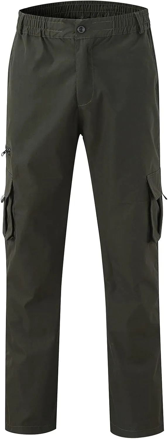 Men's Cargo Sweatpants Waist Outdoor Pants Men's Heavyweight Fleece Cargo Sweatpants Elastic Waist Drawstring Athletic
