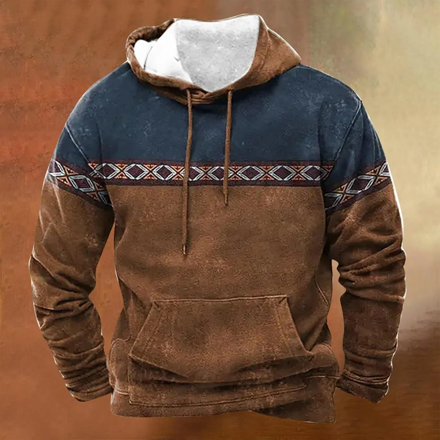 Men's Casual Fashionable Loose and Trendy Printed Hooded Long Sleeved Sweatshirt Sweatshirts for Men