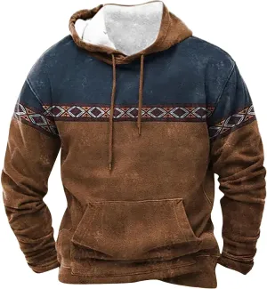 Men's Casual Fashionable Loose and Trendy Printed Hooded Long Sleeved Sweatshirt Sweatshirts for Men