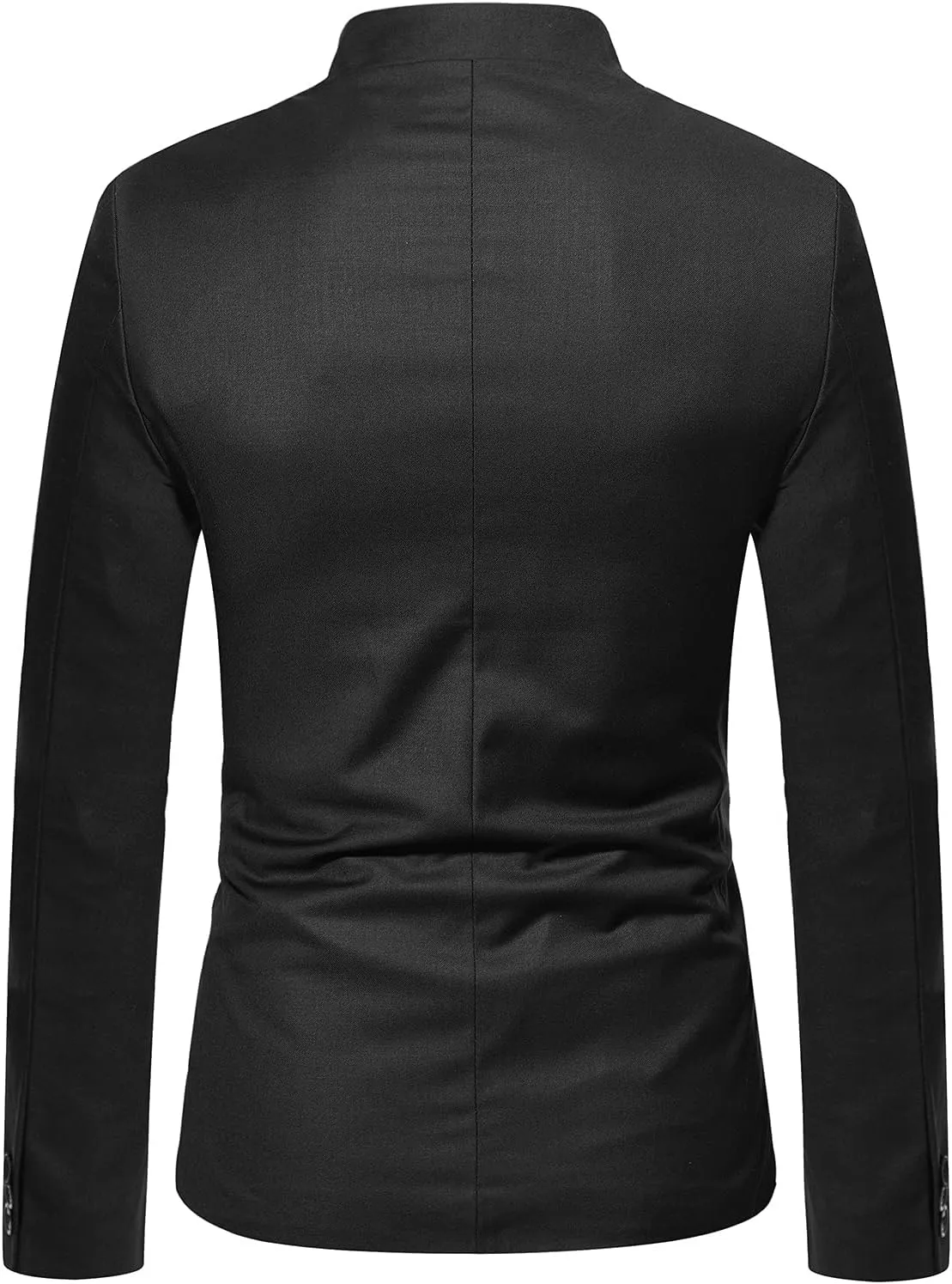 Men's Chinese Tunic Suits Mandarin Collar Formal Suit Jacket Solid Slim Fit Front Button Blazer Traditional Uniform