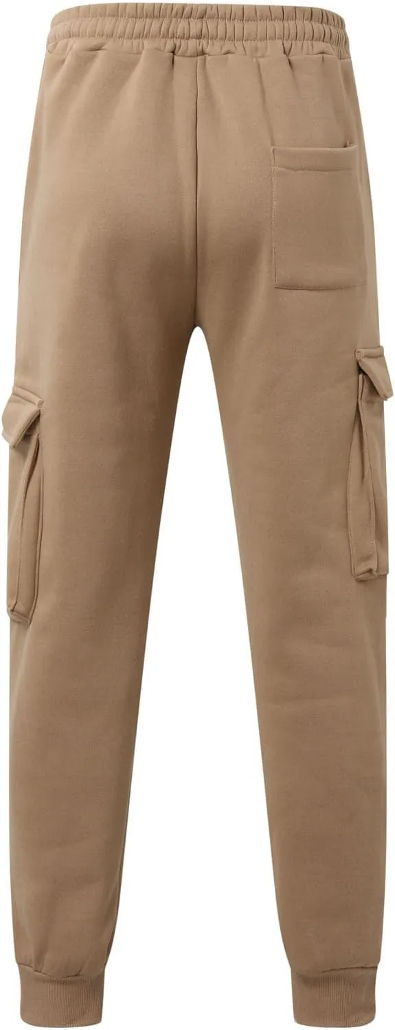 Men's Corduroy Joggers Sweatpants, Casual Cargo Pants, Drawstring Elastic Waist Baggy Tapered Sweatpants with Pockets