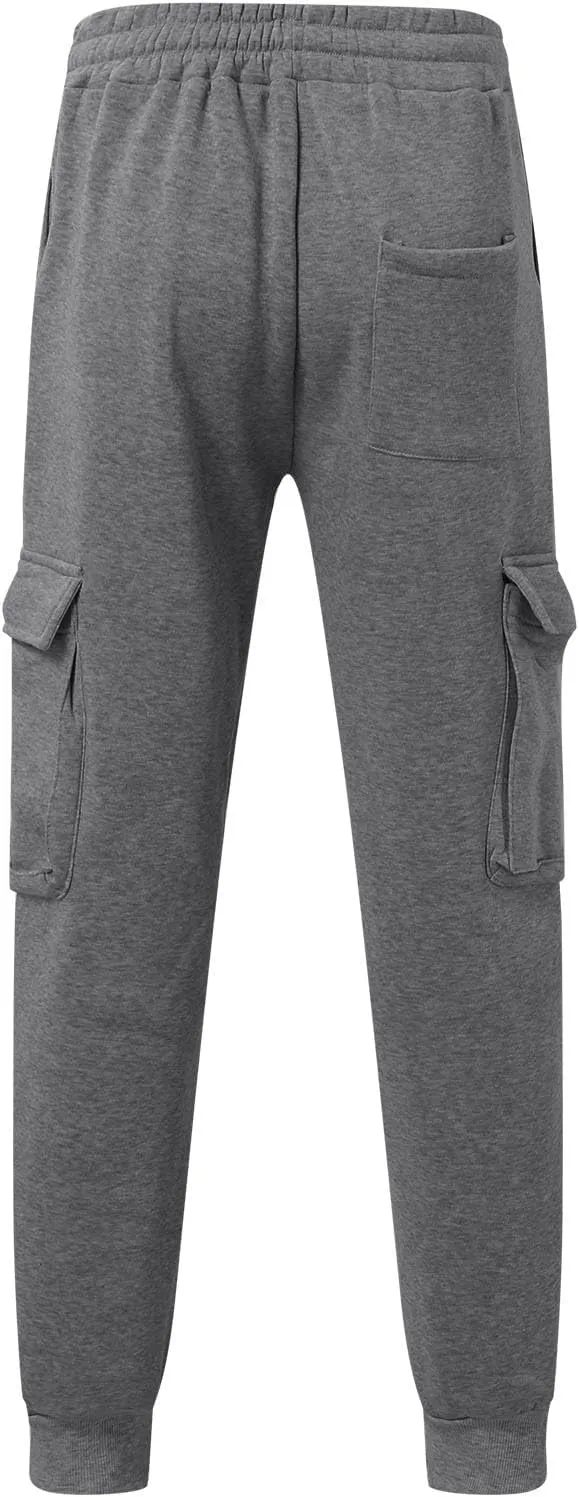 Men's Corduroy Joggers Sweatpants, Casual Cargo Pants, Drawstring Elastic Waist Baggy Tapered Sweatpants with Pockets