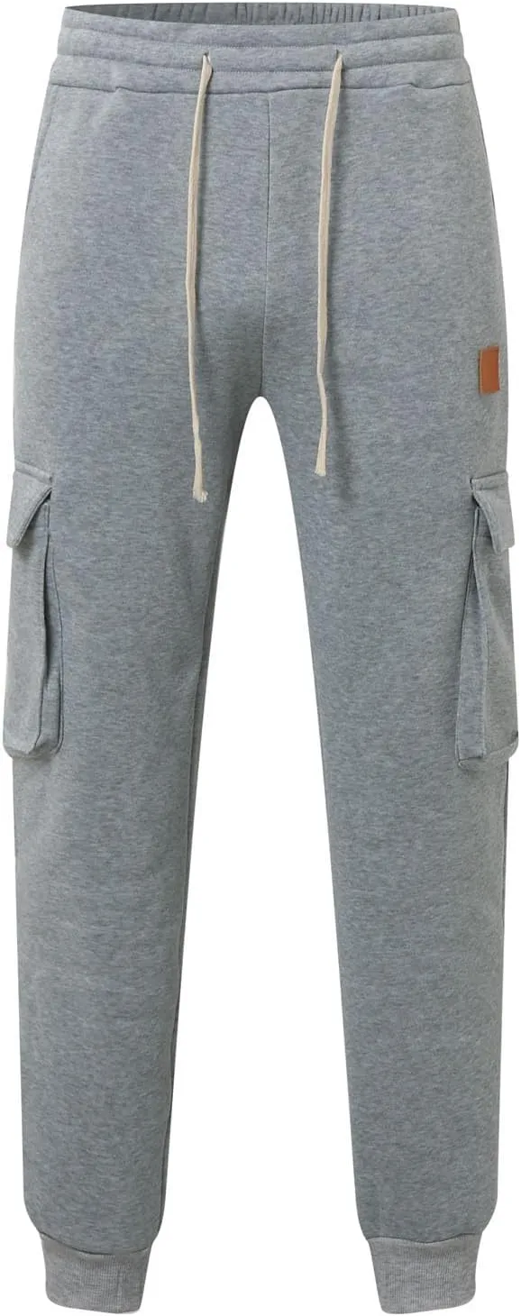Men's Corduroy Joggers Sweatpants, Casual Cargo Pants, Drawstring Elastic Waist Baggy Tapered Sweatpants with Pockets