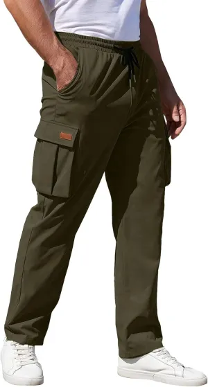 Mens Fashion Joggers Sweatpants Sports Pocket Trousers Beam Drawstring Men's Active Athletic Casual Tricot Sweatpants