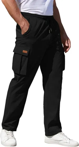 Mens Fashion Joggers Sweatpants Sports Pocket Trousers Beam Drawstring Men's Active Athletic Casual Tricot Sweatpants