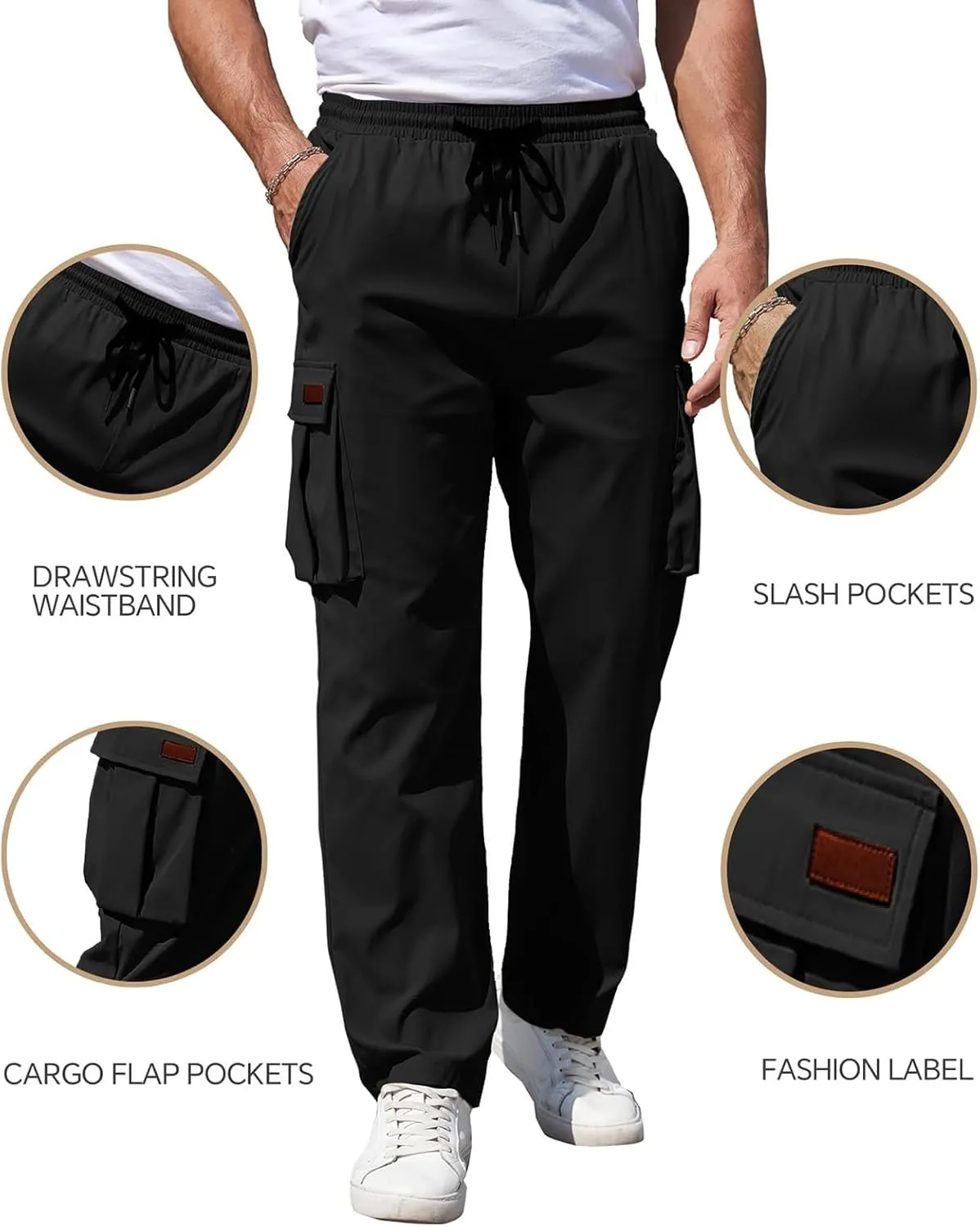 Mens Fashion Joggers Sweatpants Sports Pocket Trousers Beam Drawstring Men's Active Athletic Casual Tricot Sweatpants
