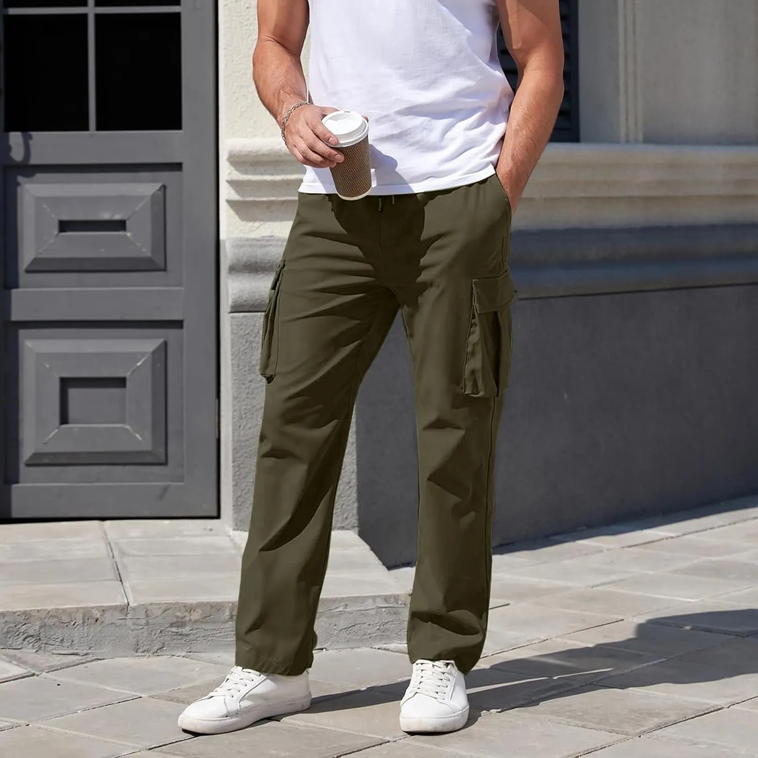Mens Fashion Joggers Sweatpants Sports Pocket Trousers Beam Drawstring Men's Active Athletic Casual Tricot Sweatpants