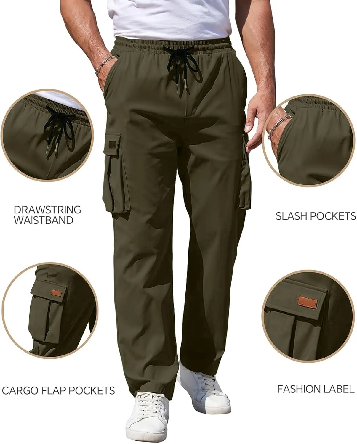 Mens Fashion Joggers Sweatpants Sports Pocket Trousers Beam Drawstring Men's Active Athletic Casual Tricot Sweatpants
