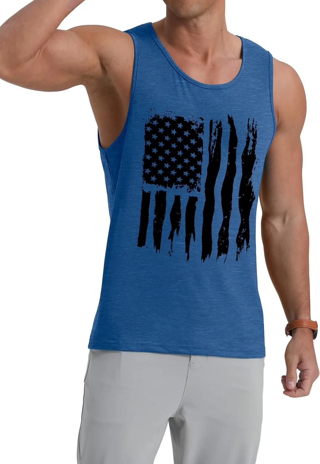 Mens Graphic Tank Tops Crewneck Gym Muscle Beach Hawaii Sleeveless Shirts